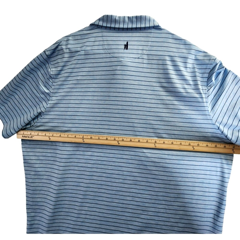 Johnnie O Polo Shirt Men's 2XL Blue Stripe Performance Detroit Country Club Golf - Picture 7 of 12